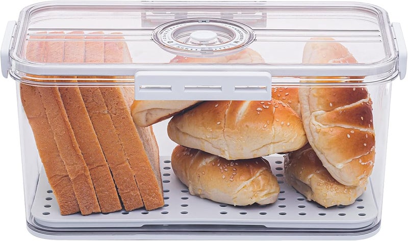 ANYPROLUS Bread Box for Homemade Bread Boxes for Kitchen Counter Airtight, Time Recording Bread Storage Container with Lid, Bread Containers Storage Airtight Loaf Bread Keeper, White - Image 1